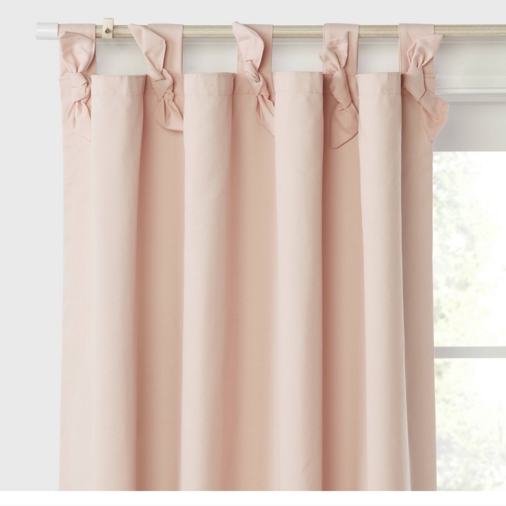 Two Pillowfort Tie Top Blackout Curtains  Pink 42 X 84